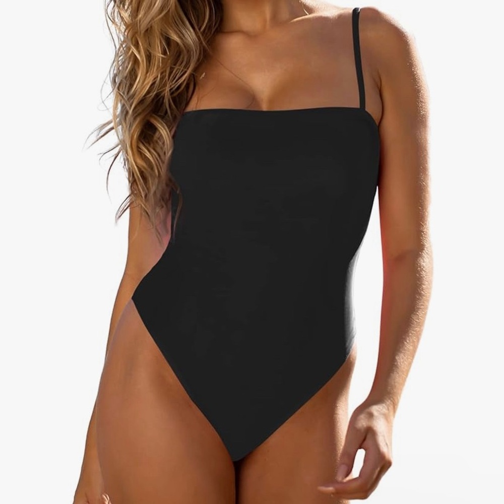NEW RELLECIGA Black One Piece Swimsuit High-Leg